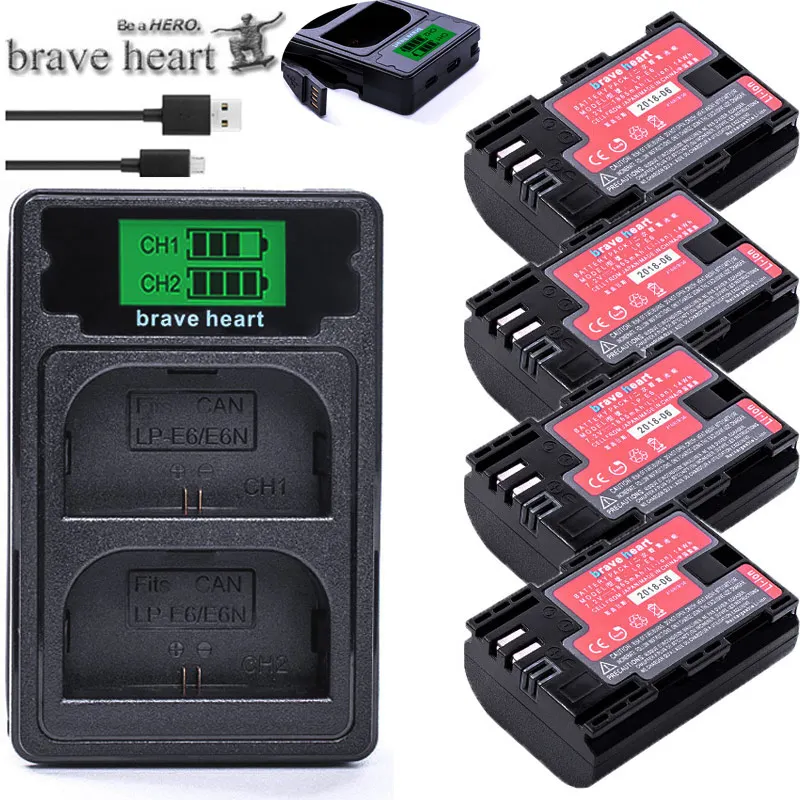 

bateria LPE6 LP-E6 LP E6 E6N LPE6N Camera battery Japan Sanyo Cell + Dual Charger for Canon EOS 5DS R 5D Mark II 5D 6D 7D 80D