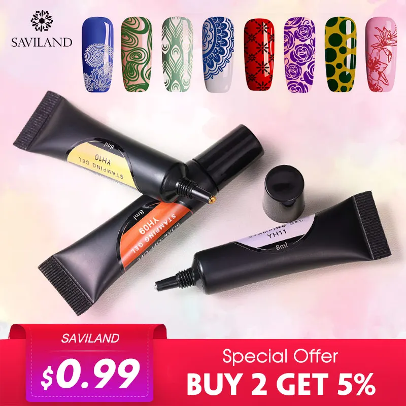 

SAVILAND 8ml Nail Gel Stamping Polish Semi Permanent Led Hybrid Varnish Lacquer Soak Off Varnish for Nail Art Stamping Plate