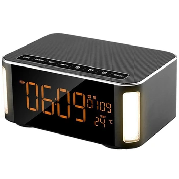 

Wireless Bluetooth Speaker,Speaker,Alarm Clock Bluetooth Speaker With Led,Fm Radio,Hands-Free,Two Passive Subwoofer,Time,Tempera