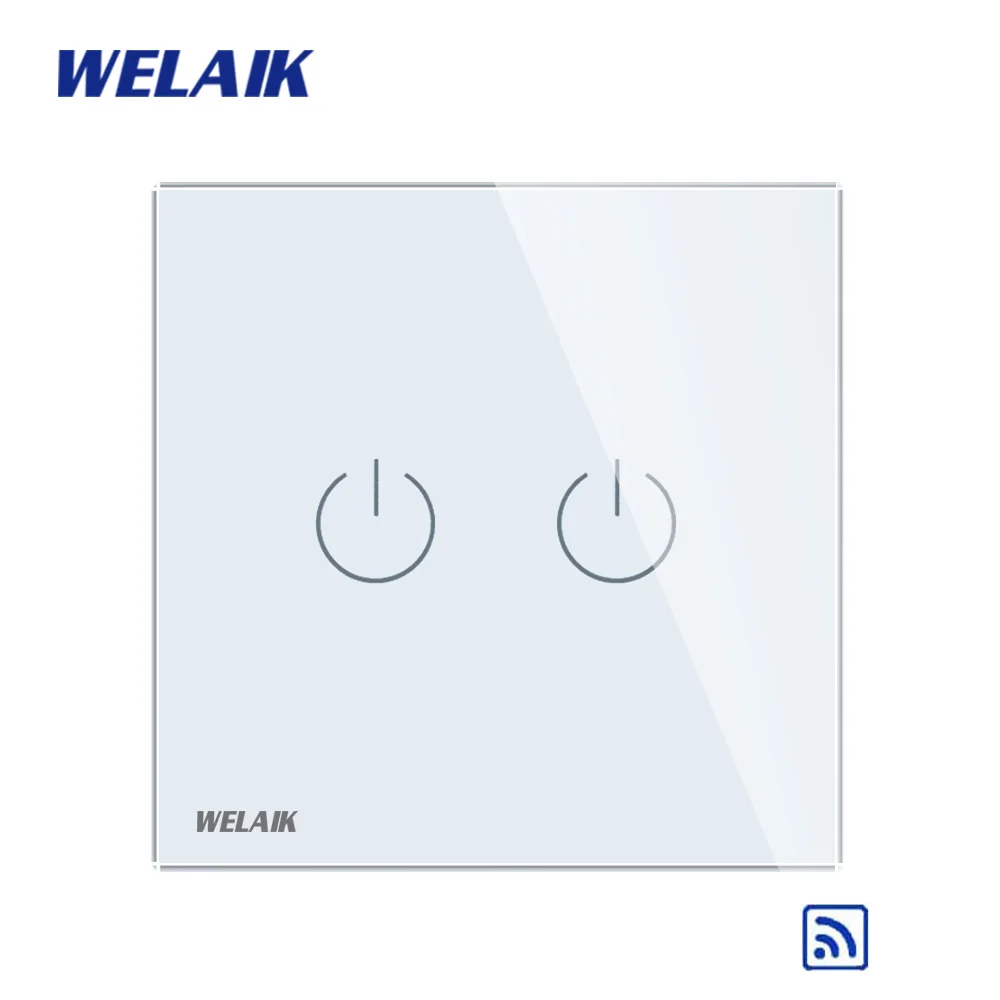 Welaik Кристалл Стекло Панель переключатель Белый настенный выключатель ЕС