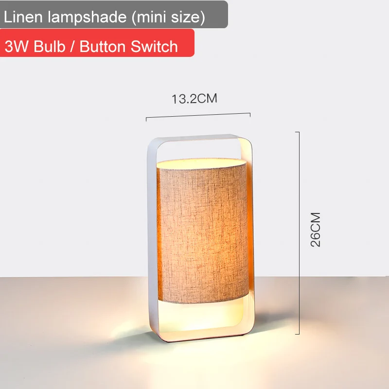 Светодиодный настольный светильник, современный декоративный мягкий светильник для спальни, для чтения, прикроватный стол, теплый ночной Светильник, 86-265 в, ЕС, Австралия, США, Великобритания, вилки - Цвет абажура: Mini Linen
