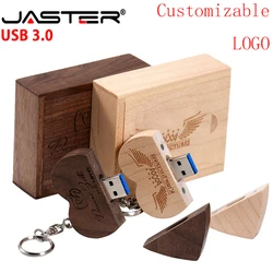 JASTER – clé USB 3.0 2 couleurs, support à mémoire de 4GB 8 GB 16GB 32GB 64GB, lecteur Flash externe avec boîte en bois, Design personnalisé 