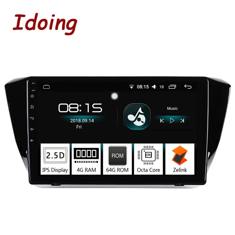 Автомагнитола Idoing 1DIN мультимедийный проигрыватель на Android 10 2 дюйма IPS 4 Гб + 64 ГБ