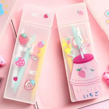 

Cute Orange Strawberry Print Pencil Case Box Pen Bag School Student Stationery School Supplies концелярия