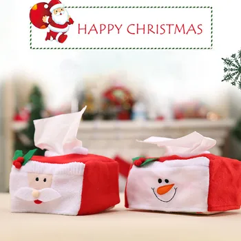 

1PC Christmas Flannel Santa Claus Christmas Tissue Box Paper Holder Storage Box Cover Xmas Ornament Home Party Table Decoration