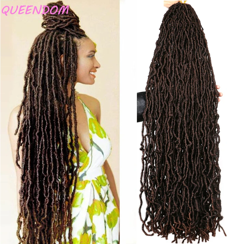 Ondulado Nu de Locs pelo Crochet 36 pulgadas de largo de Locs trenzas a Crochet Ombre rizado Dreadlock extensiones de cabello trenzado para las mujeres