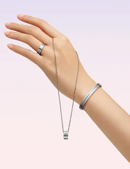 

2COLOR New fashion titanium steel couple silver rose gold original DW clavicle chain female necklace ring bracelet jewelry
