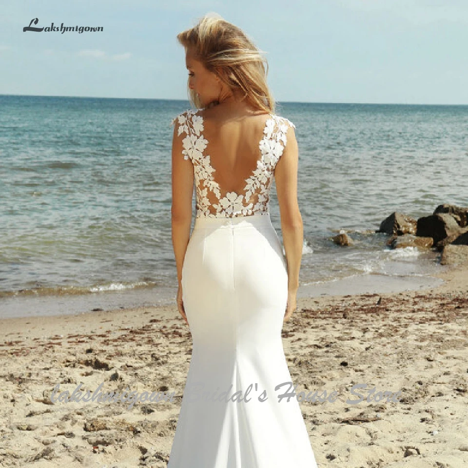 Lakshmigown сексуальное свадебное платье с юбкой-годе Hochzeit 2019 Boho Свадебное пляжное платье халат Mariage кружевные рукава открытая спина