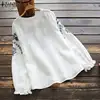 ZANZEA Women Vintage Cotton Linen Blouse Spring Long Sleeve Ruffles Tops Femininas Embroidery Shirt Robe Casual O Neck Blusas 7 ► Photo 3/6