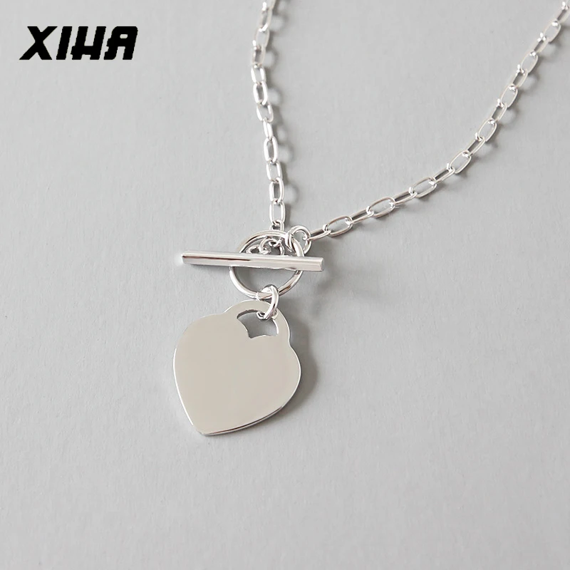 

XIHA Real 925 Sterling Silver Choker Necklace for Women Heart Shaped Friendship Necklaces Valentine's Day Gift for Girlfriend