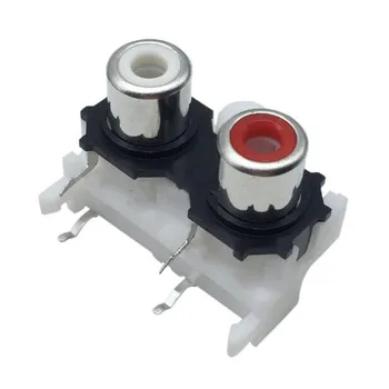 

5PCS AV2 same core socket 4-pin RCA socket 2-hole PCB welded audio video socket lotus base AV2-8.4-14