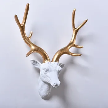 

Creative Deer Head Animal Wall Decoration Ornaments Resin Crafts Statue Sculpture Living Room Room Home Decoration Accessories