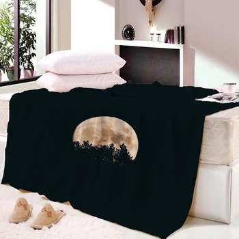 

Moon 3D Printed Plush Hooded Blanket for Adult Youth Children Warm Wearable Fleece Throw Blanket Home Office