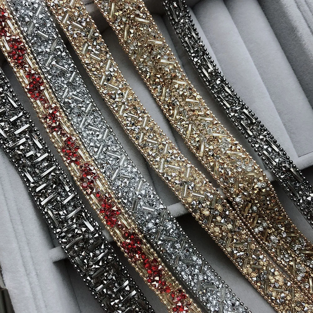 GUNMETAL CRYSTAL HOTFIX RHINESTONE TRIM 