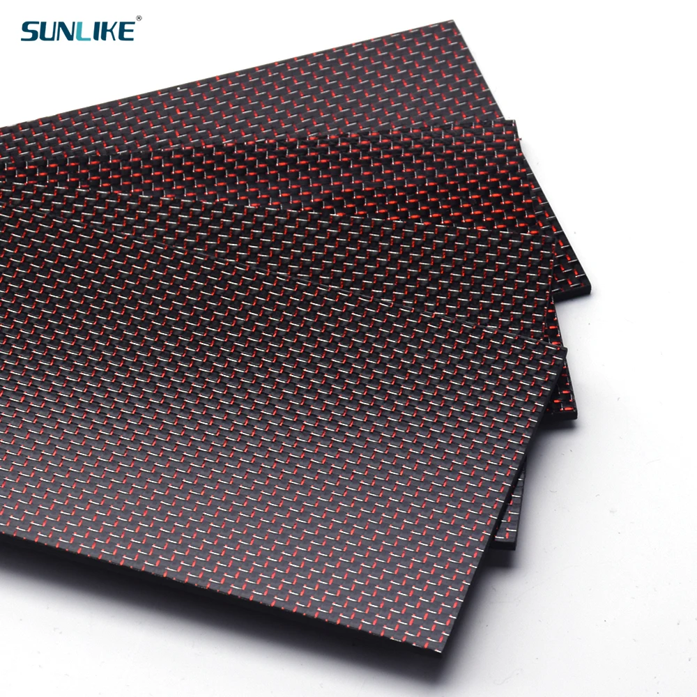 Pannello In Fibra Di Carbonio Smerigliato Liscio Spazzolato Rosso E Argento 195X240Mm 3K Pannello In Fibra Di Carbonio Satinato Liscio 0.5Mm 1Mm 1.5Mm