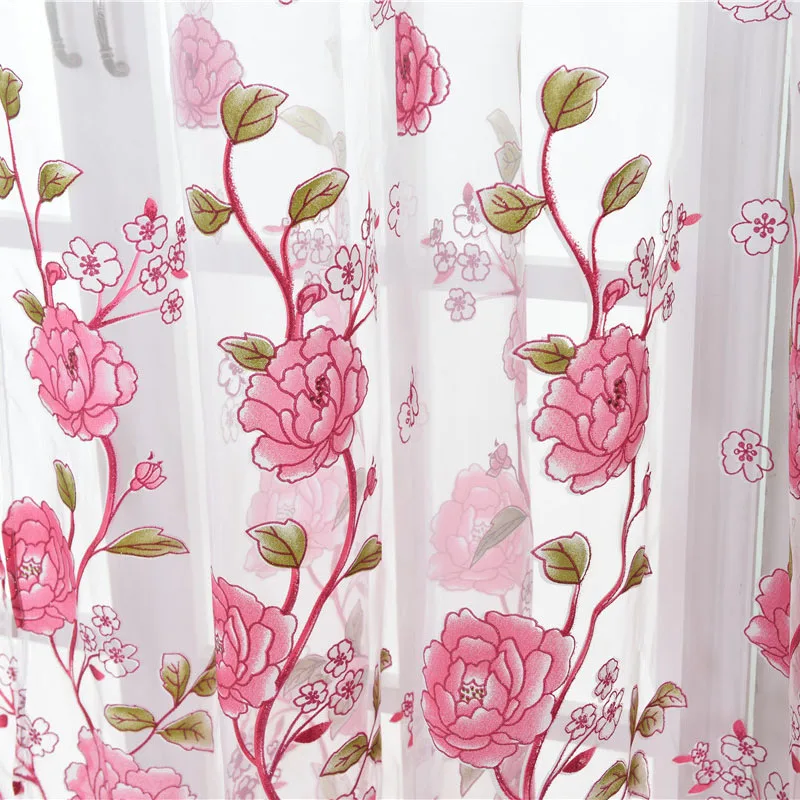 curtains Modern Floral cortina voile Tulle Curtains para Living Room curtains para Bedroom Kitchen quarto blind 1pic