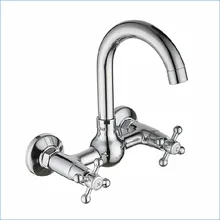 Двойная Ручка 2 отверстия в стену кухня горячей и холодной смесителя, тыква овощи бассейна кухонный медный кран, J15660