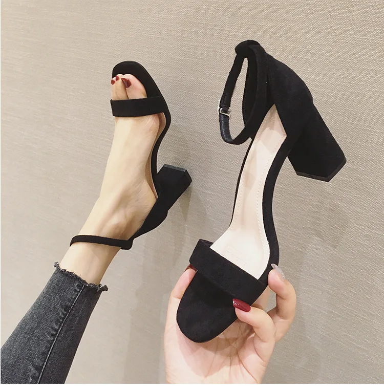Buy Korean Suede High 3 Inch Heels Sandals online | Lazada.com.ph