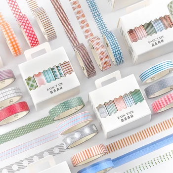 

5pcs/set Cute Washi Tape Set Solid Colorful Masking Tape Scrapbooking Kawaii Decorative Adhesive Tape Bullet Journal Supplies