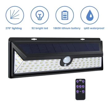 

92 Light With Or Without Remote Control Solar Three Side Light Garden Lamp