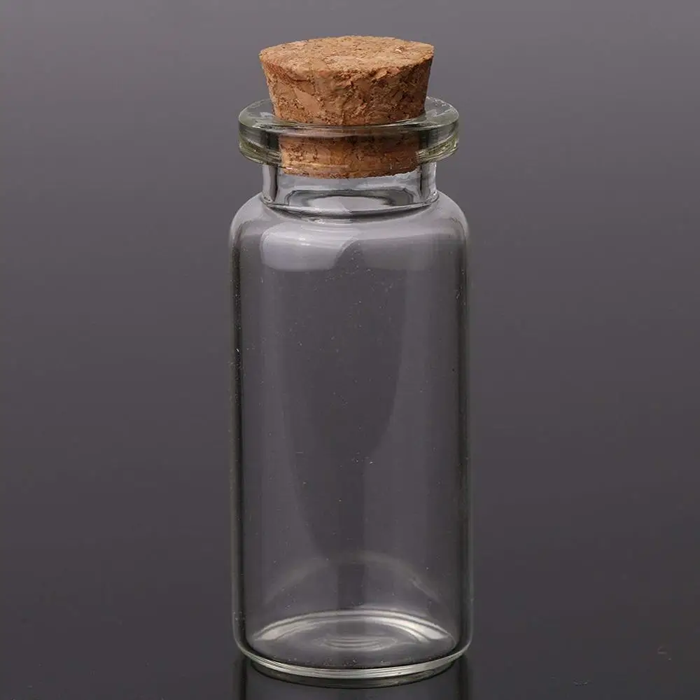 Mini 1ML Cork Glass Bottle Glass Composite Cork Tube Bottle DIY Necklace Storage With Wooden Stopper Stoppered Tube