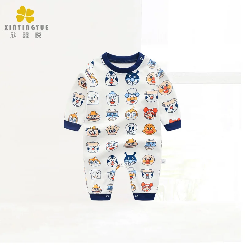 Navy blue Детский комбинезон с длинными рукавами; Детский комбинезон для маленьких мальчиков с героями мультфильмов; сезон осень-зима; bebe; Одежда для новорожденных комбинезон - Цвет: Navy blue