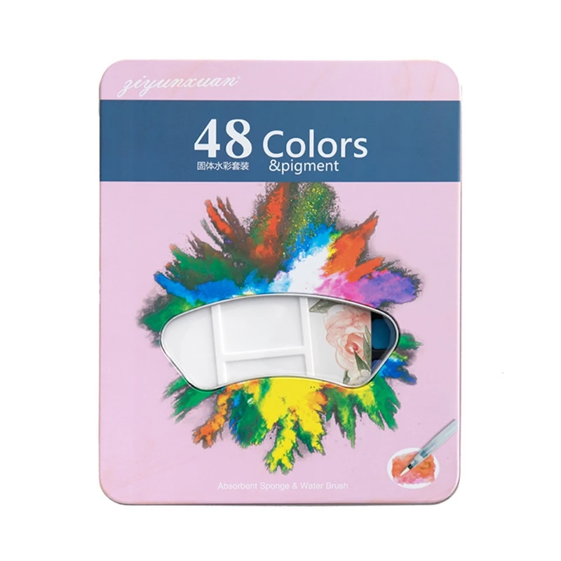 

48 Colors Solid Watercolor Paint Pigment Portable Travel Brush Pen for Beginners 203A