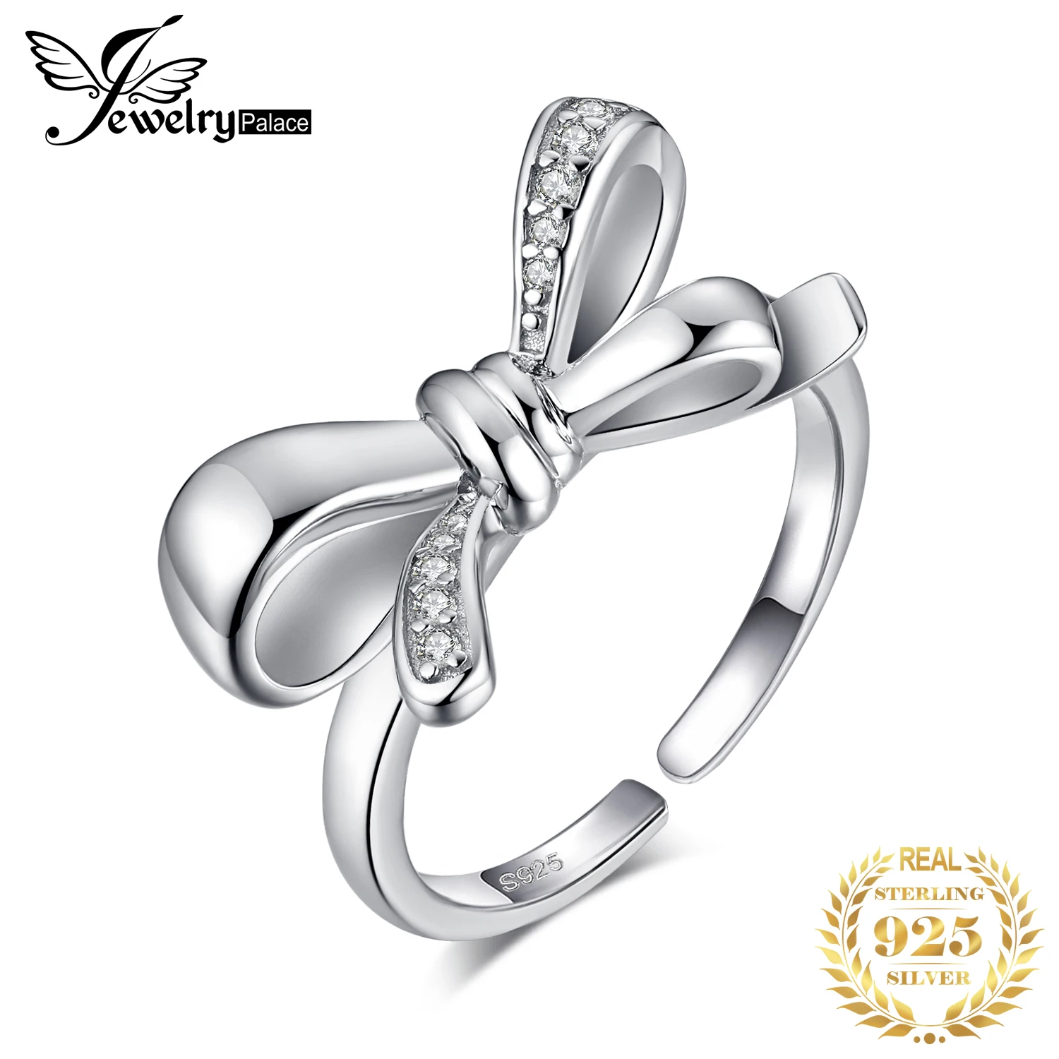 JewelryPalace модный кубический цирконий бантом обещание Регулируемая кольцо 925 пробы