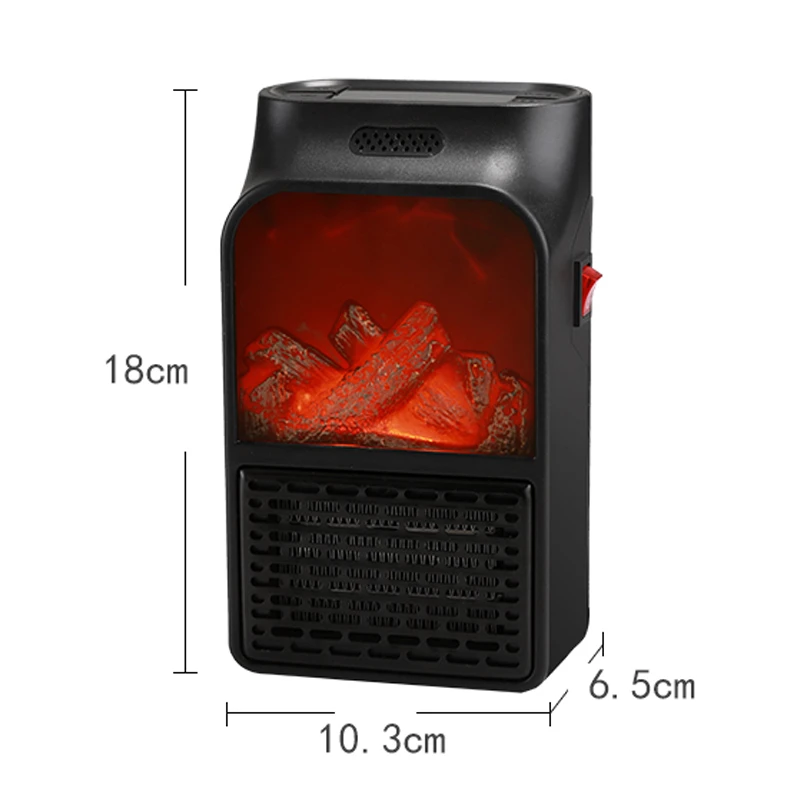 Portable Electric Heater Fireplace Flame Fan Mini Air Warmer Blower Silent 900W Multi-Function Heater with Remote Control