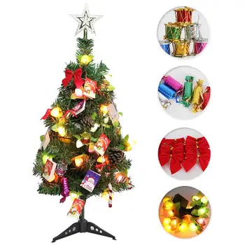 

60CM Artificial Mini Christmas Tree Set Light String Desktop Christmas Tree Delicate Hanging Set Christmas Tree Decorations Set