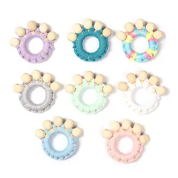 

Baby Teething Wooden Ring Rattle high quality wood Chew Beads Teether Boho Bracelet Nursing Toy perfect gift