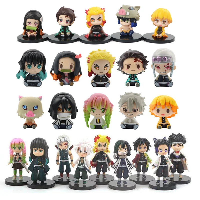 Figuras de acción de Demon Slayer para niños, juguete de PVC de Kimetsu No Yaiba, Rengoku, Kyoujurou, Kochou, Shinobu, 4 Uds./10 Uds. Por lote