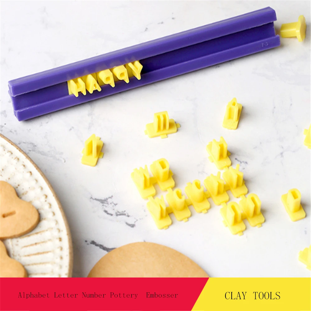 1Set Alphabet Letter Number Pottery Press Stamp Embosser Cutter Accessories