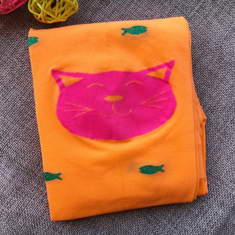 Милые колготки для девочек вязаные чулки детские колготки осенне-зимняя одежда для маленьких девочек - Цвет: Оранжевый