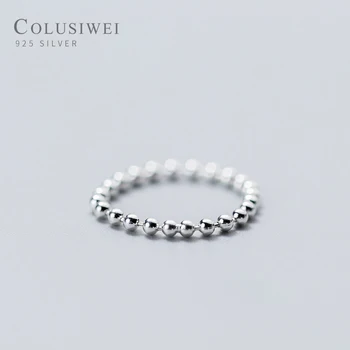 

Colusiwei Fashion Round Beaded Finger Rings for Women Genuine 925 Sterling Silver Minimalism Band Female Simple Jewelry 2020 NEW