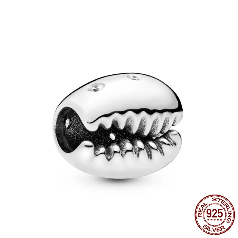 

New Arrival 100% 925 Sterling Silver Beads,Sparkling Coffee Bean Shell Charms fit Original Pandora Bracelets Women DIY Jewelry