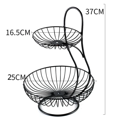 Европейский трехслойный стеллаж для фруктовых тарелок, Современная креативная Высококачественная многослойная фруктовая маленькая тонкая двухслойная корзина для фруктов - Цвет: 2layer black