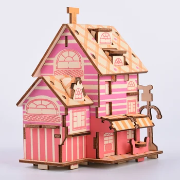 

Children's Wooden Puzzle Peace Coffee Shop 3D Puzzles DIY Kingergarden Art Craft Handmade Toys For Children DIY Educational Toys
