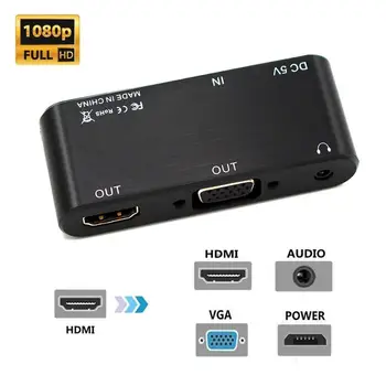 

Audio Adapter 3 in 1 Stable Durable HDMI to VGA HDMI Video Adapter Transmitter for Most HDMI Devices