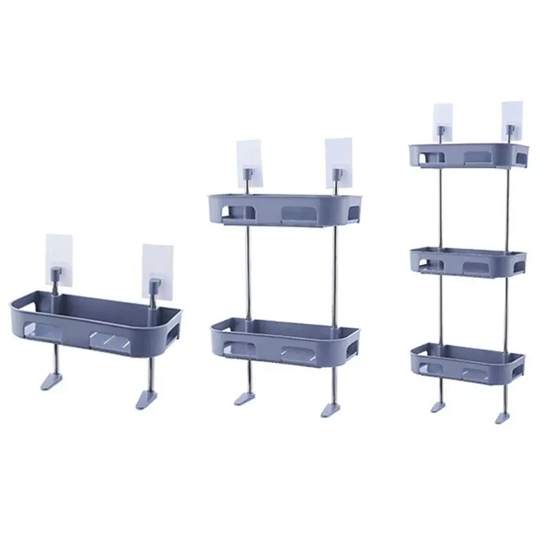 

Toilet Bathroom Shelf Storage Organizer 1/2/3-Tier Wall Mount No Drilling Shower 634E