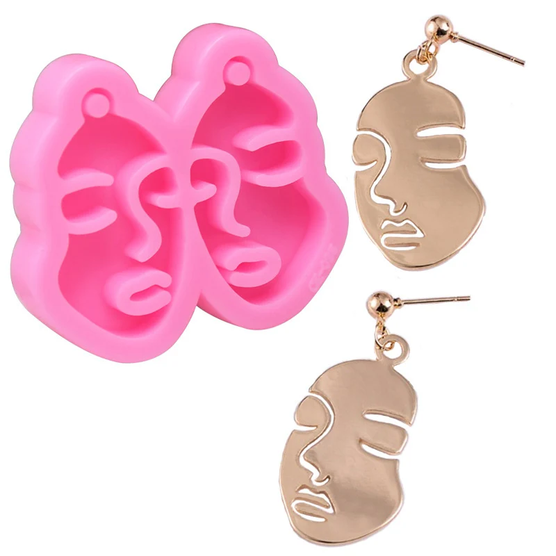 

Abstract Face Shape Earring Mold Resin Silicone DIY Epoxy Mould Decor Keyring