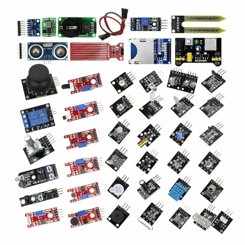 45pcs/Set For Arduino Raspberry Pi Education DIY's Updated 45-in-1 Sensor Module Starter Kit Tool Parts