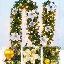 2,7 м рождественские украшения гирлянды украшения Ротанговые светильники венок каминный камин лестницы Стены Двери сосны рождественской елки светодиодный Декор