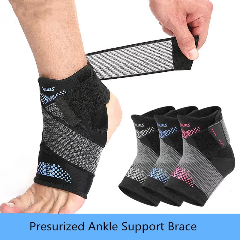 1pc Sports Ankle Support Brace Adjustable Elastic Bandage Foot Ankle Wraps Strap Basketball