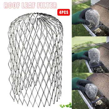 

4Pcs Gutter Guard Downspouts Filter Strainer Preventing Leaf Debris Branches Roof Moss from Clogging the Pipes In Stock
