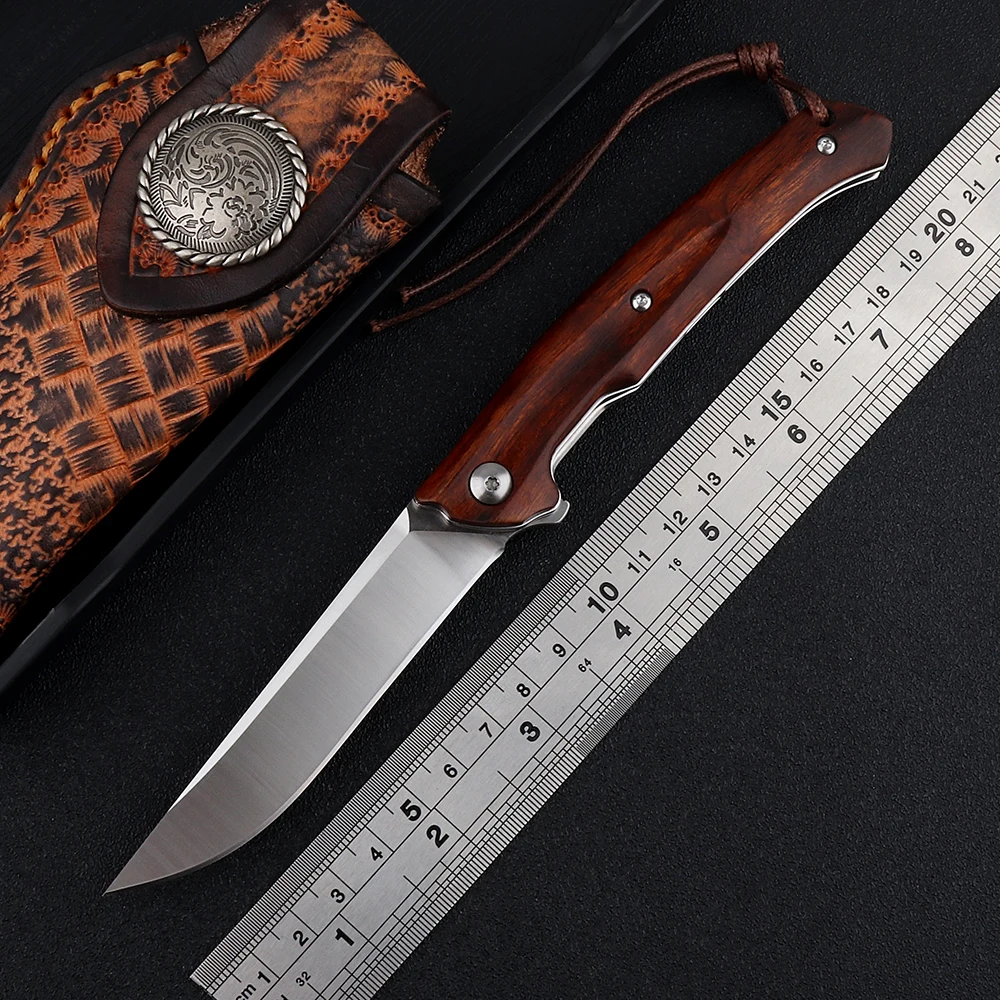 

High quality folding knife M390 blade desert iron wood handle outdoor hunting tactics camping fruit EDC tool knife