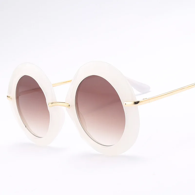 Xojox круглые женские солнцезащитные очки карамельного цвета с линзами, солнцезащитные очки, новые круглые очки UV400 для мужчин и женщин - Цвет линз: Белый