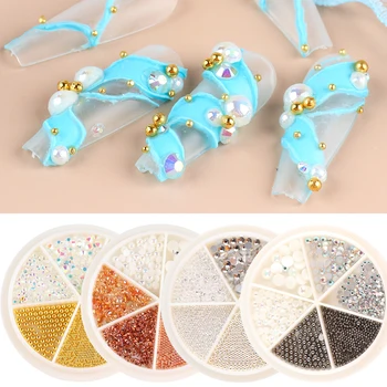 

1Box Nail Art Rhinestones Semicircle Pearls Metal Beads For DIY Ballet Nail Art Charming Summer Accessories For Manicure SA1780