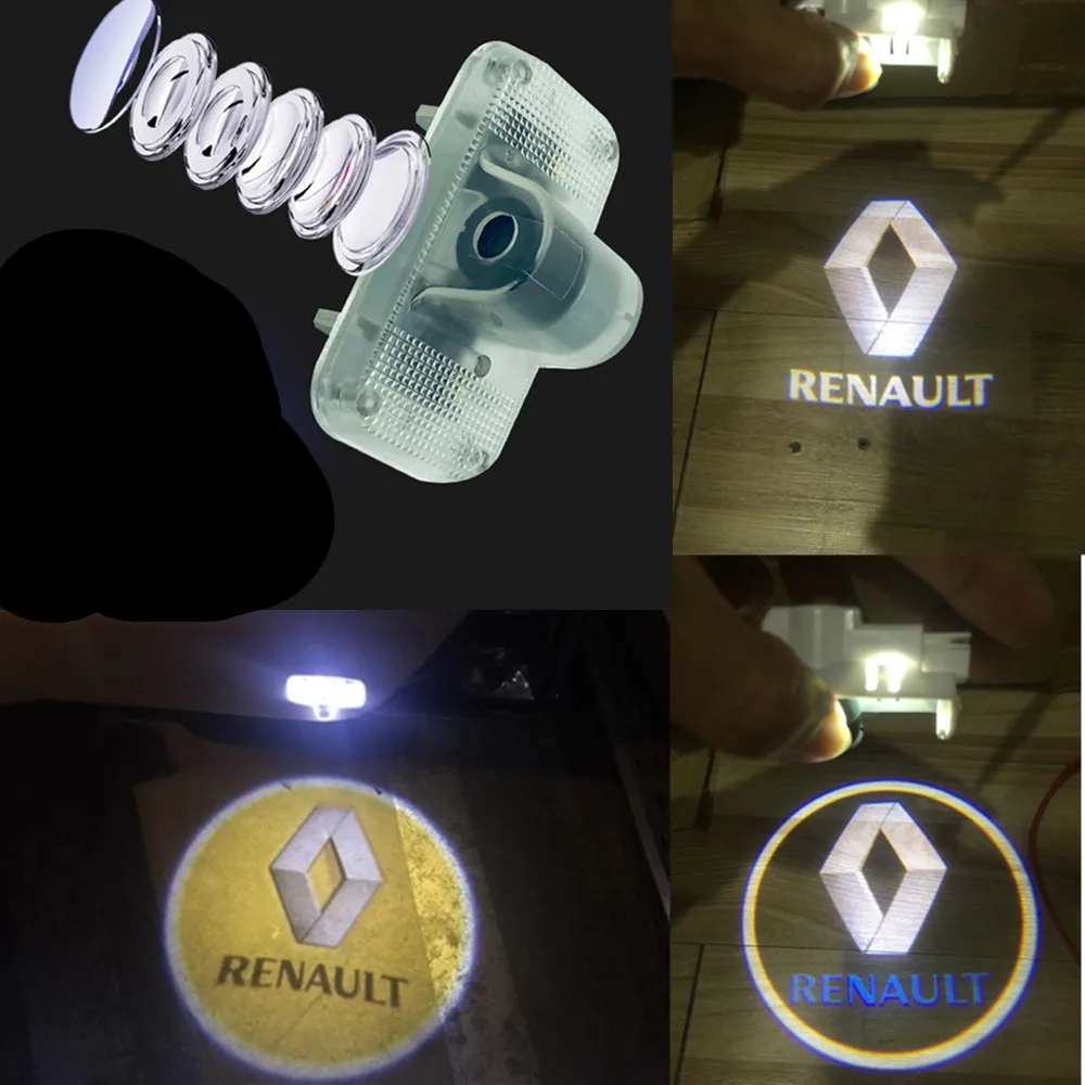 

2pcs Car 3D Door LED Logo Welcome lamp For Renault Koleos 2008-2016 Laser Shadow Projector Warning light Car accessories