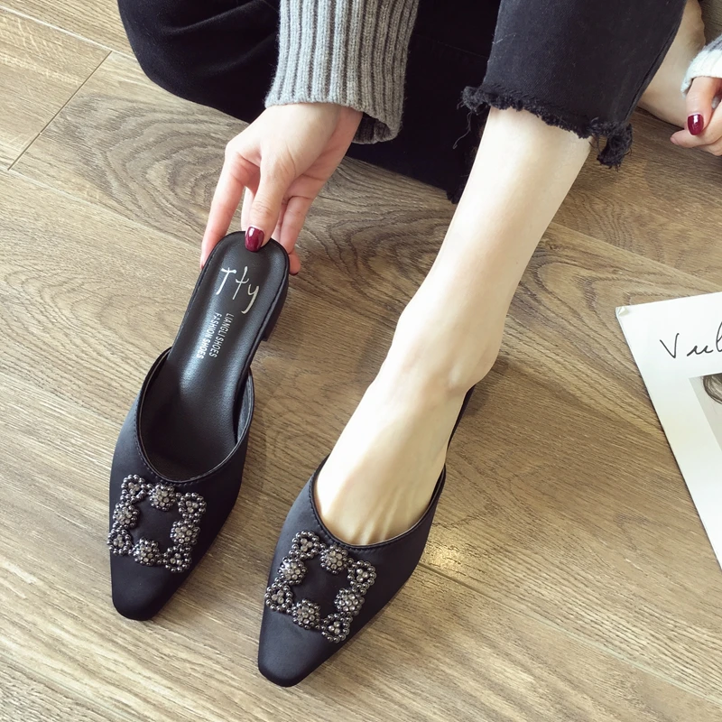 

crystal sandals designer slides women 2018 bling shoes ladies slippers flat mules summer woman luxury slipers designers dames